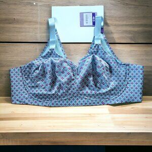 NWT CATHERINE'S (48D) Wireless no padding baby blue geometric detail bra